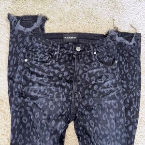 Black Orchid Denim Leopard Print Skinny Jeans - Black and Gray